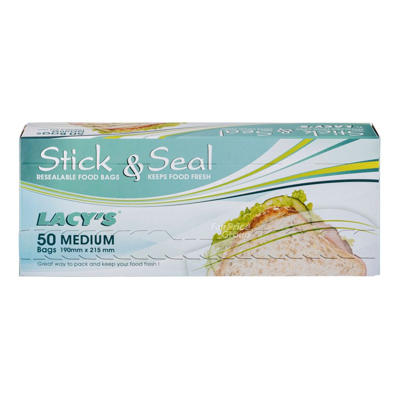 Lacy's Stick & Seal Resealable Food Bags - M 50 per pack