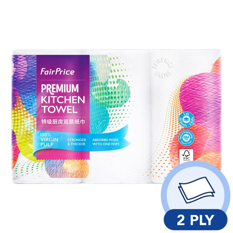FairPrice Premium Kitchen Towel Rolls 6 per pack