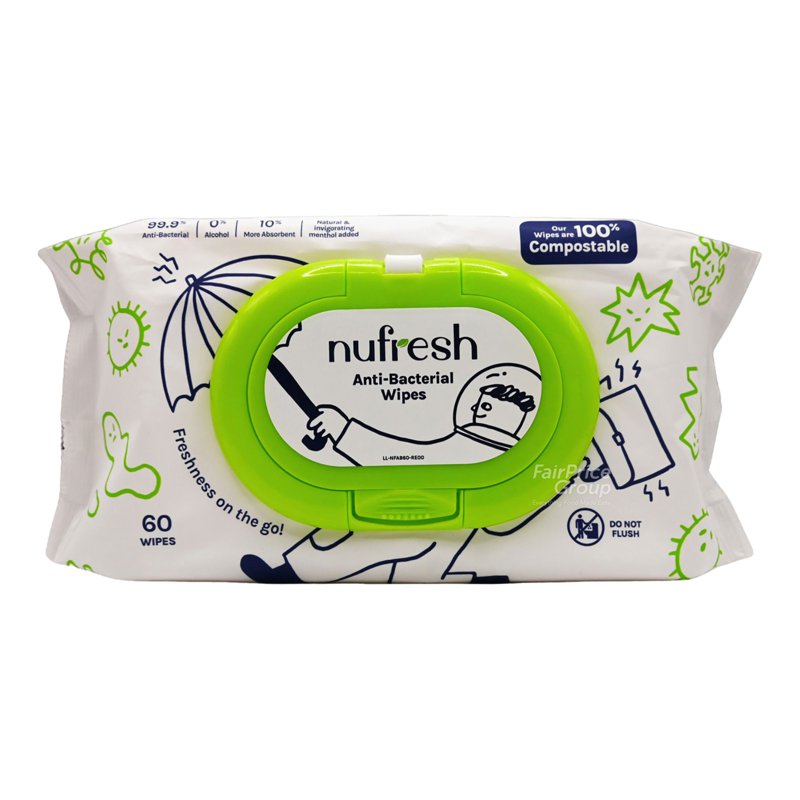 NuFresh Anti-Bacterial Wipes 60 per pack