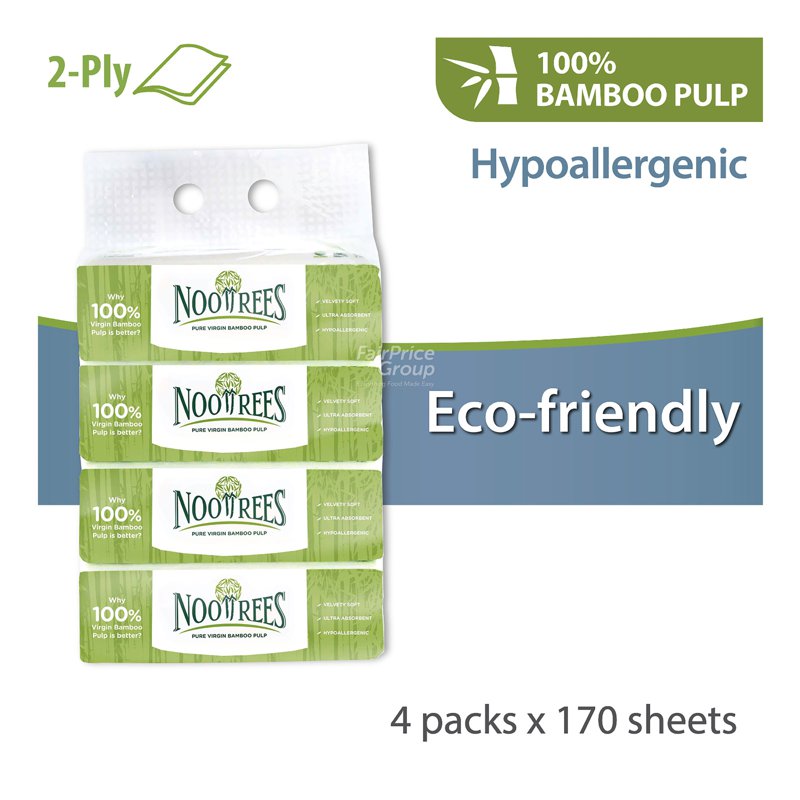 NooTrees Bamboo Pulp Facial Tissue - Soft (2ply) 4 x 170 per pack