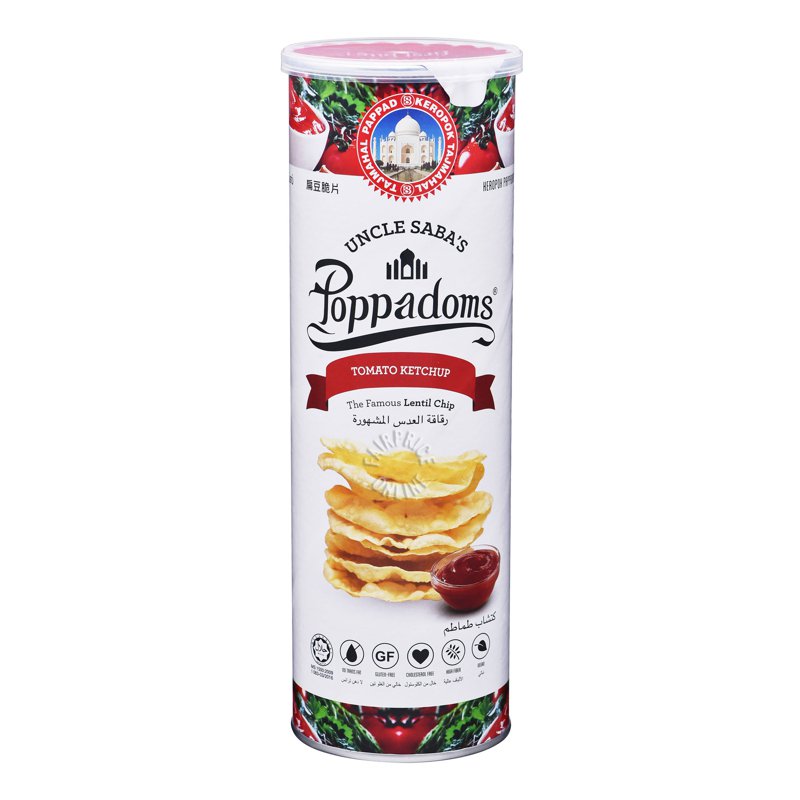 UNCLE SABA'S Poppadoms Lentil Chip - Tomato Ketchup