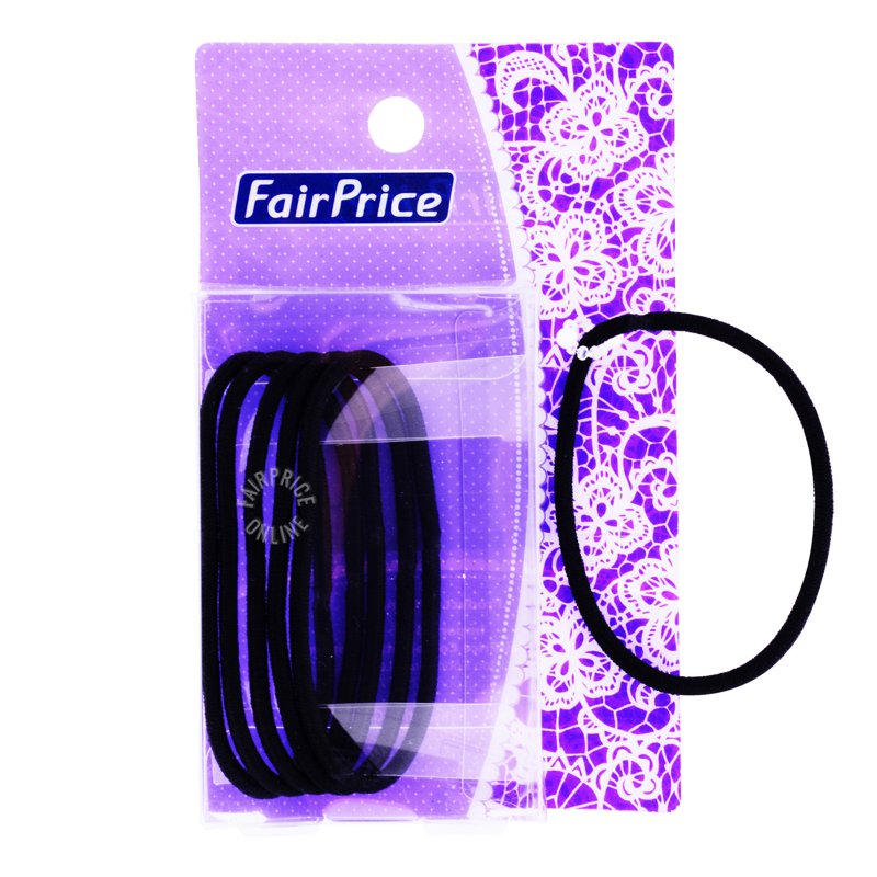 FairPrice Elastic Hair Band - Black 1 6 per pack