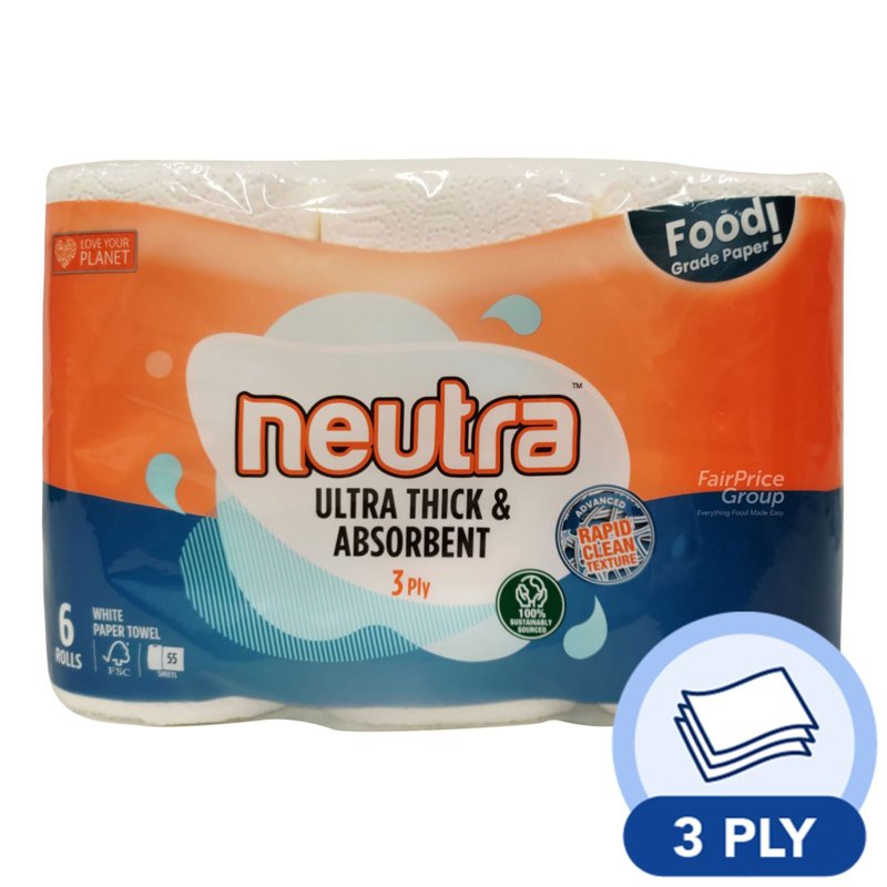 Neutra Ultra Paper Towel - Strength & Absorbent (3ply) 6 per pack
