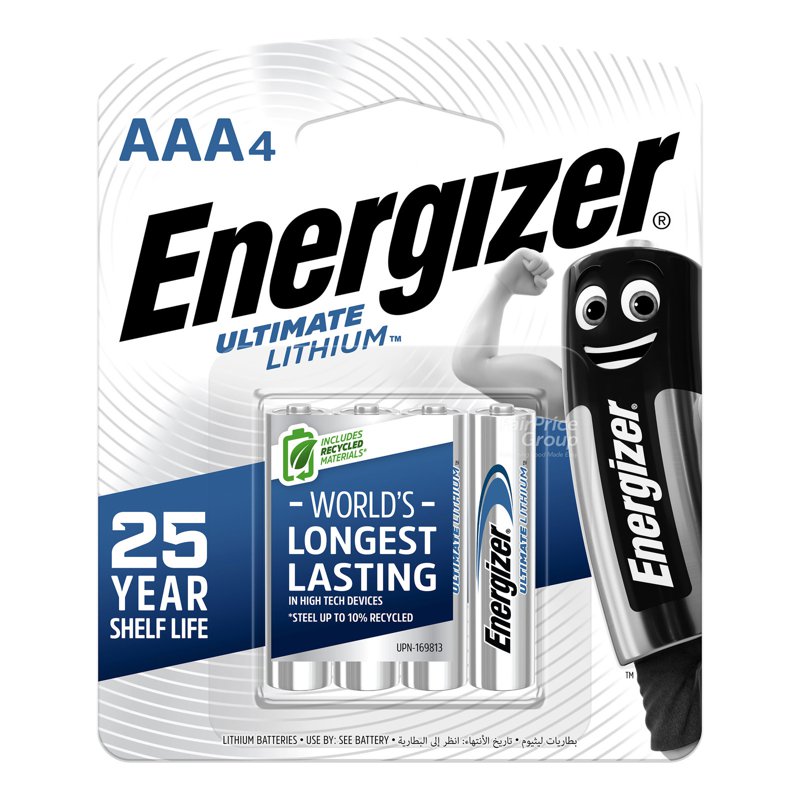 Energizer Ultimate Lithium Battery - AAA 4 per pack