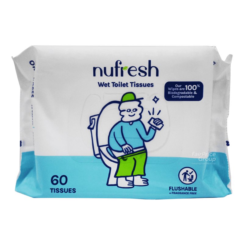NuFresh Personal Toilet Wipes Refill 60 per pack