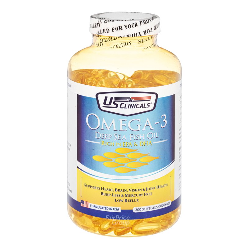 US Clinicals Omega-3 Deep Sea Fish Oil Softgels 300 per pack