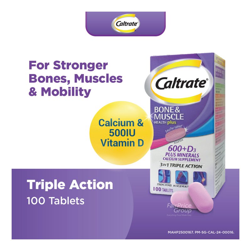 Caltrate 600+ D3 Plus Minerals Calcium Supplement 100 per pack