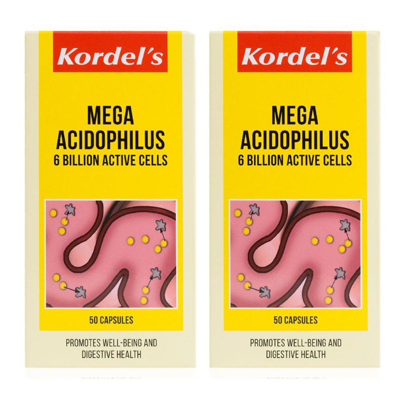 Kordel's Mega Acidophilus Digestive Health Capsules 2 x 50 per pack