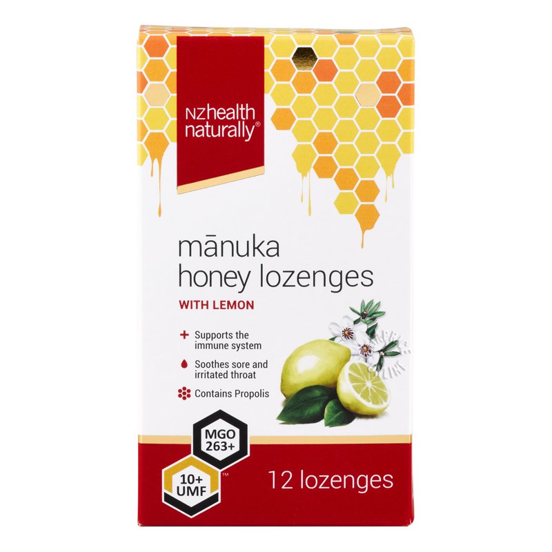 NZ Health Naturally Manuka Honey Lozenges - Lemon 12 per pack