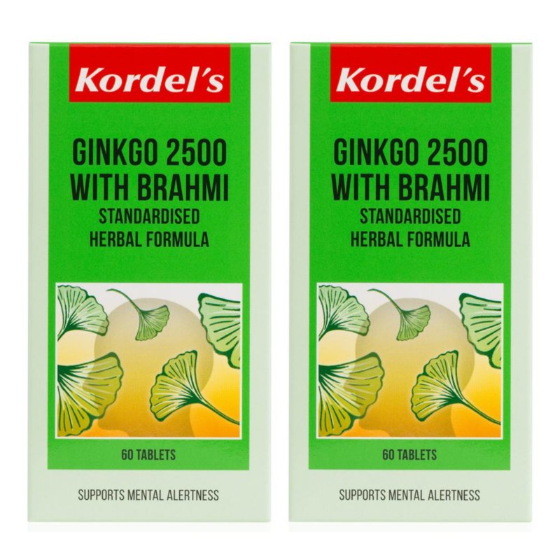 Kordel's Health Gingko 2500 + Brahmi 2 x 60 per pack