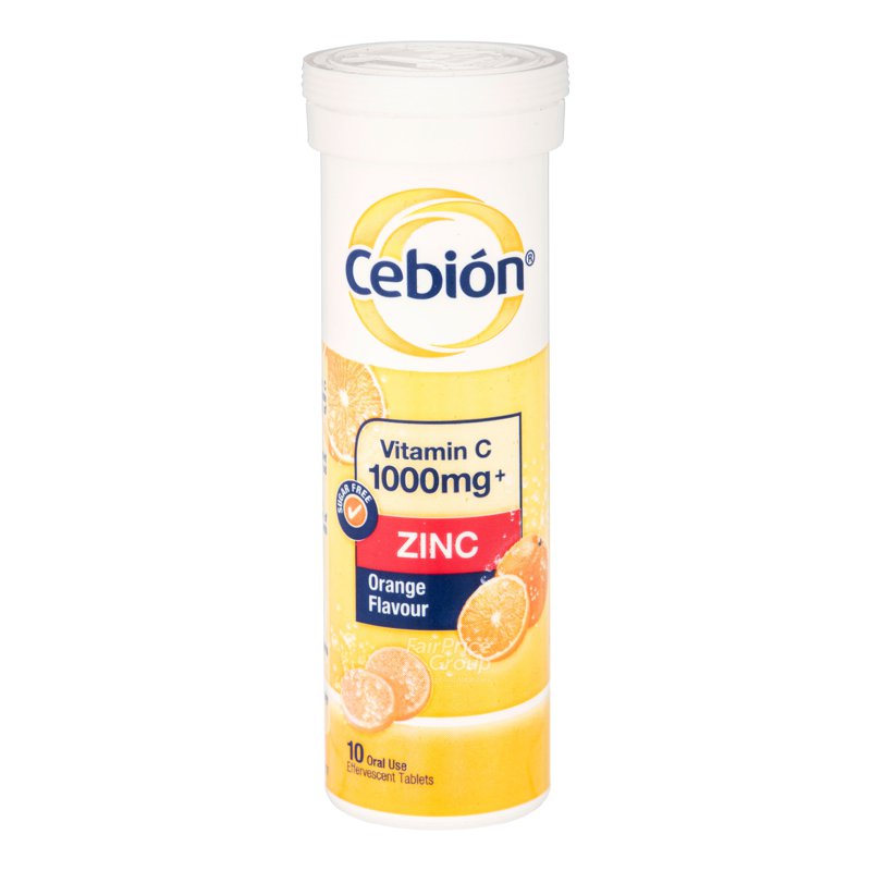 Cebion Vitamin C 1000mg+ Zinc Tablets - Orange 10 per pack