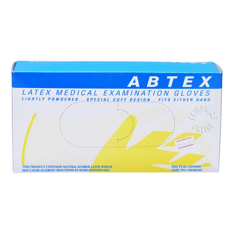 Abtex Latex Medical Examination Gloves - L 100 per pack
