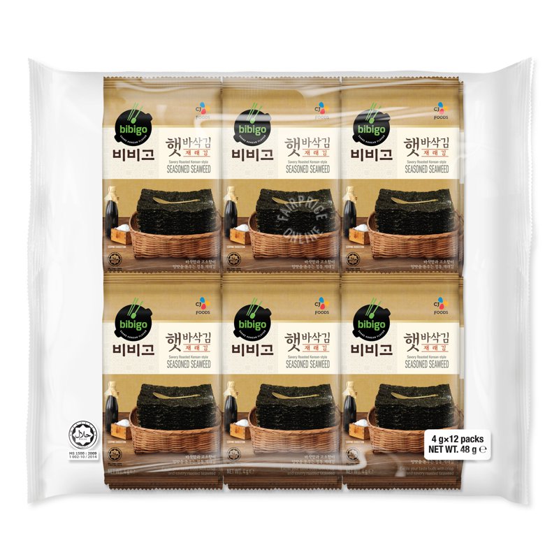 Bibigo Savoury Roasted Korean Seasoned Seaweed 12 per pack