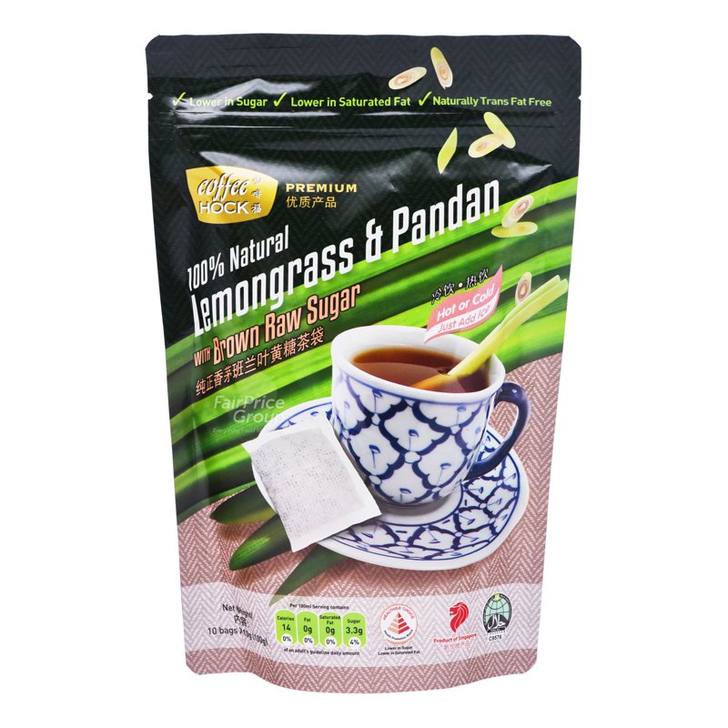 COFFEEHOCK Coffee Hock Tea Bags - Lemongrass & Pandan with Brown Sugar