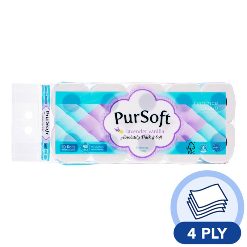 PurSoft Bathroom Tissue - Lavender Vanilla (4 ply) 10 x 180 per pack