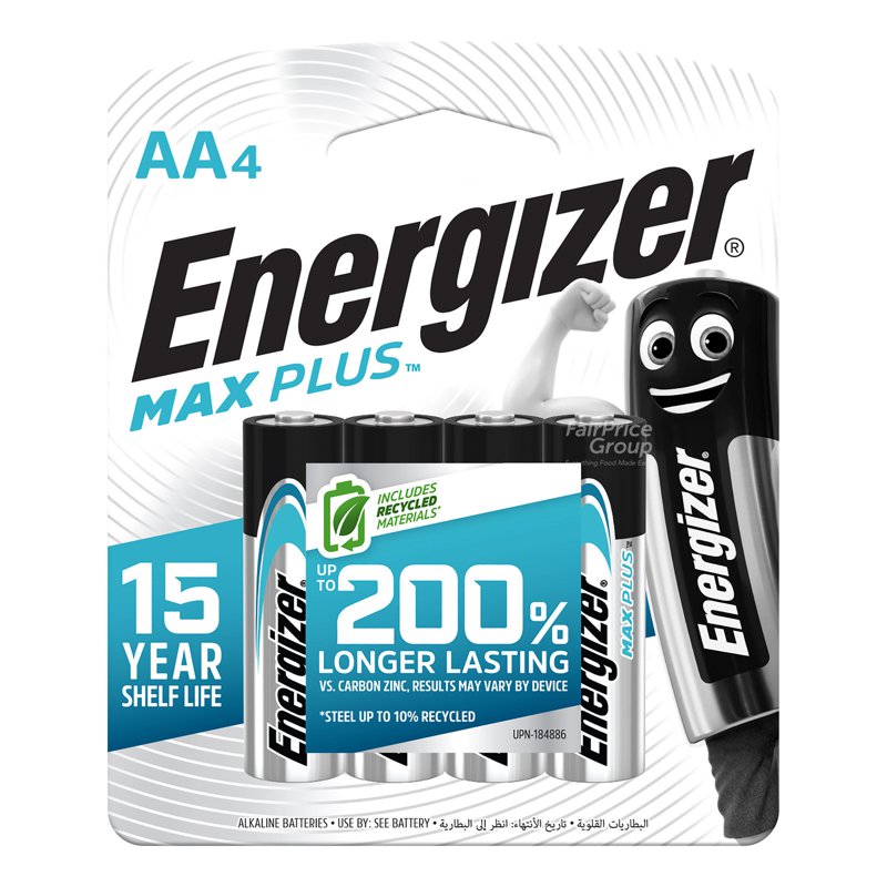 Energizer Alkaline Battery - Max Plus (AA) 4 per pack