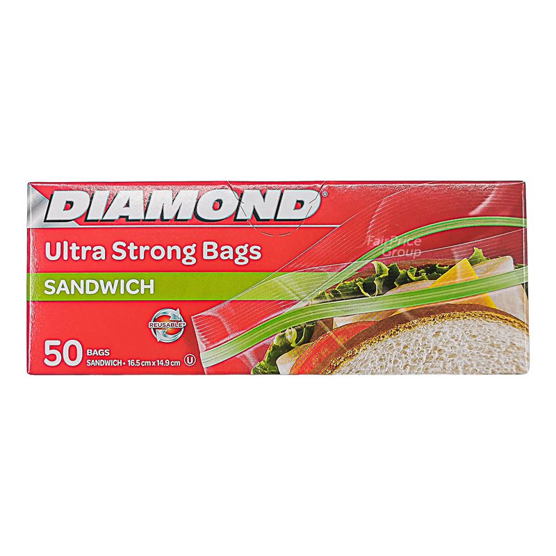 Diamond Zipper Bags - Sandwich 50 per pack