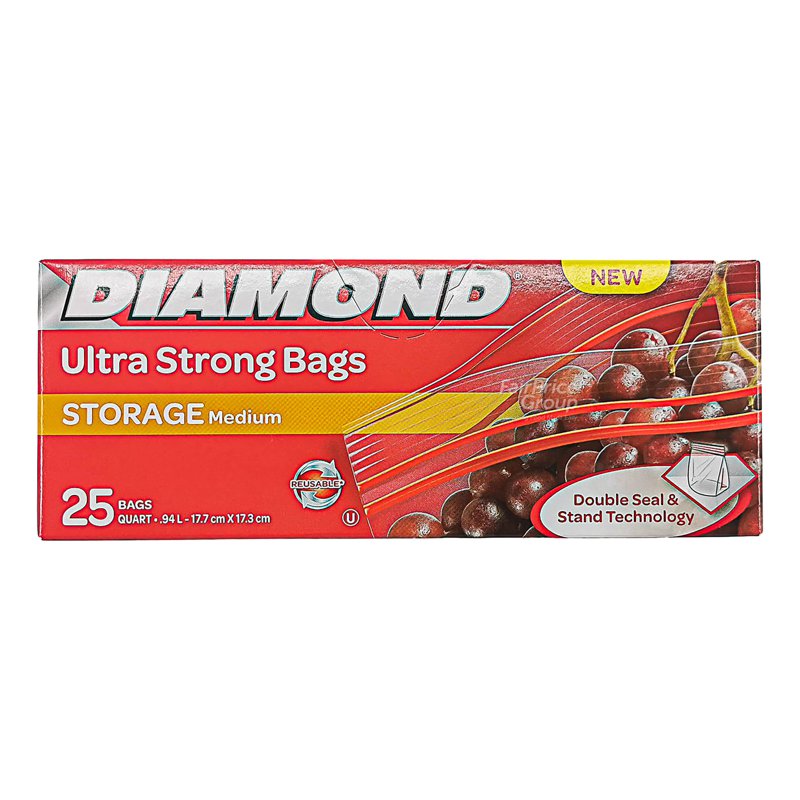 Diamond Storage Zipper Bags - Medium 25 per pack