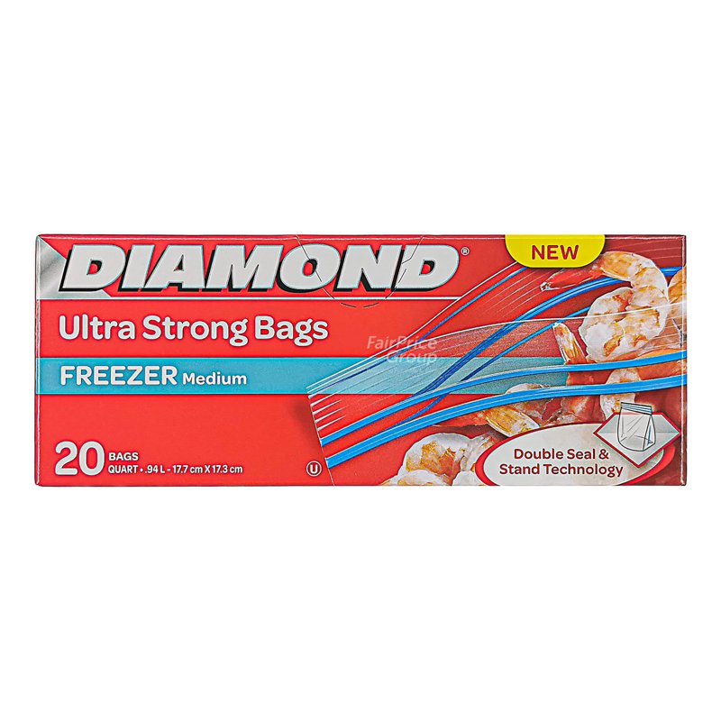 Diamond Freezer Zipper Bags - Medium 20 per pack