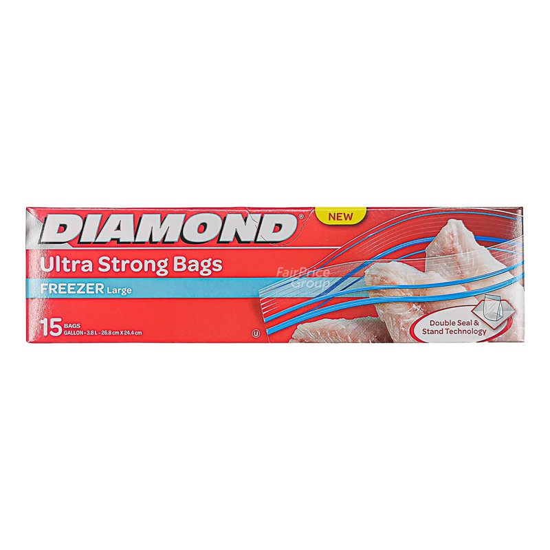 Diamond Freezer Zipper Bags - Large 15 per pack