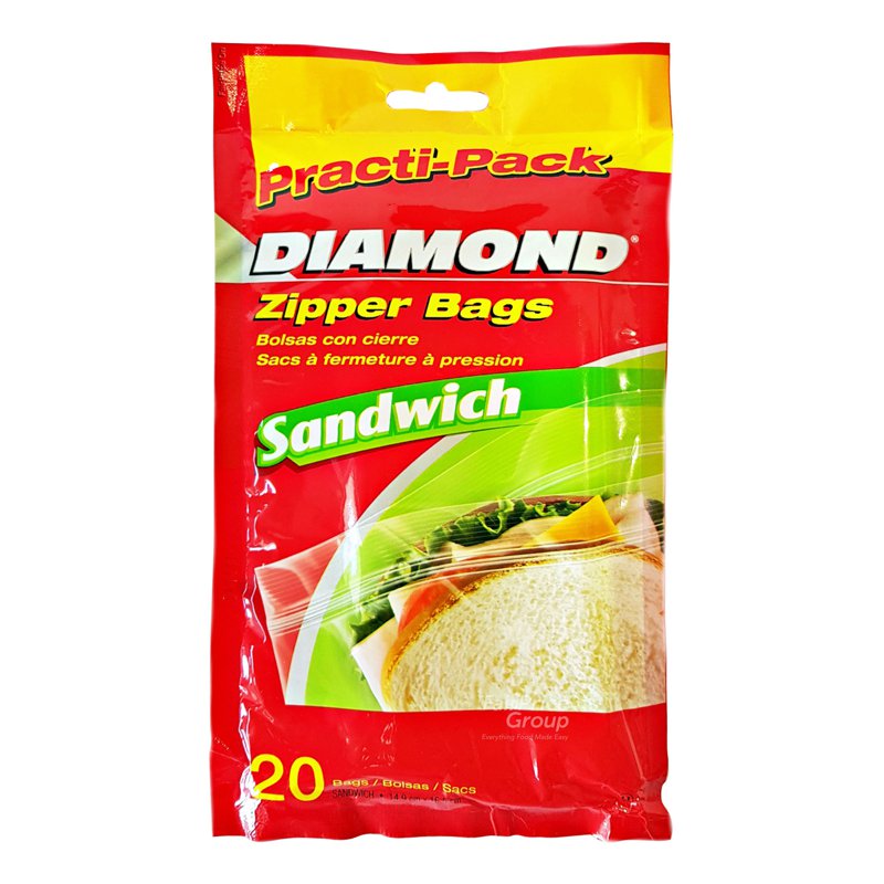 Diamond Zipper Bags - Sandwich 20 per pack