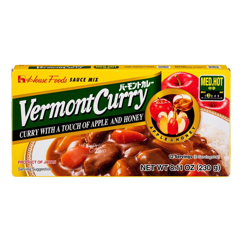 HOUSE Foods Vermont Curry Sauce Mix - Med Hot