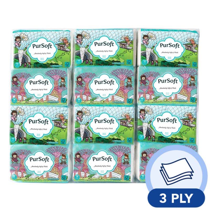 PurSoft Facial Mini Pocket Tissue (3 ply) 48 x 8 per pack