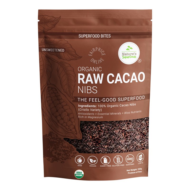 Superfoods Nature's Superfood Organic Raw Cocoa Nibs - Unsweetened