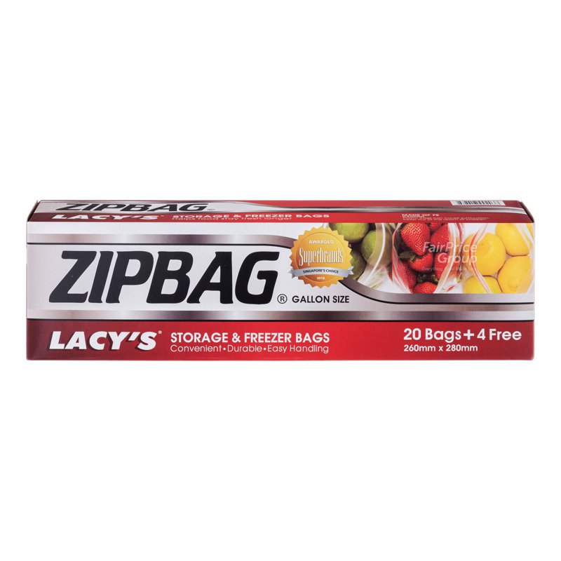 Lacy's Zipbag Storage & Freezer Bags - Gallon 24 per pack