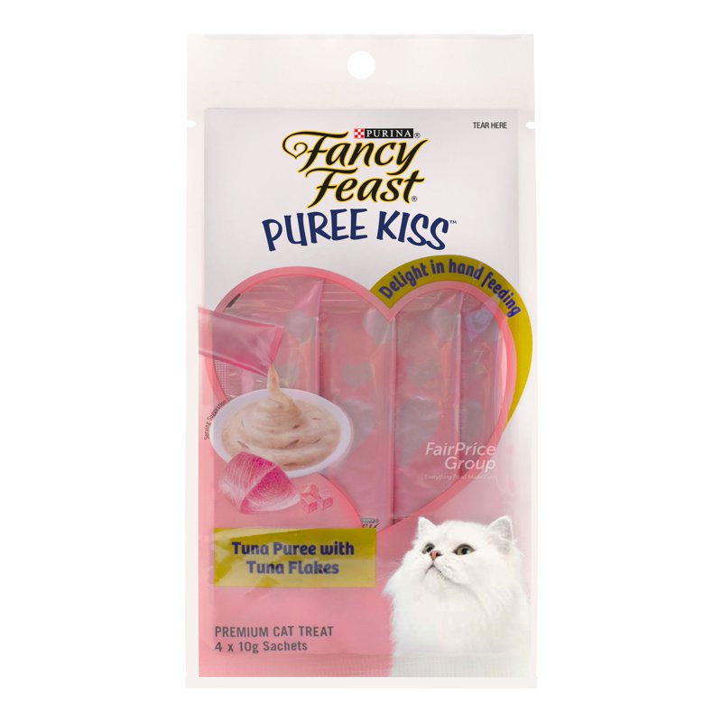 Fancy Feast Puree Kiss Cat Treat -Tuna Puree with Tuna Flakes
