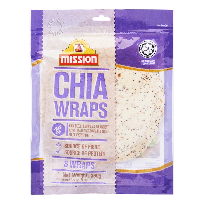 Mission Wraps - Chia 360g (8 per pack)