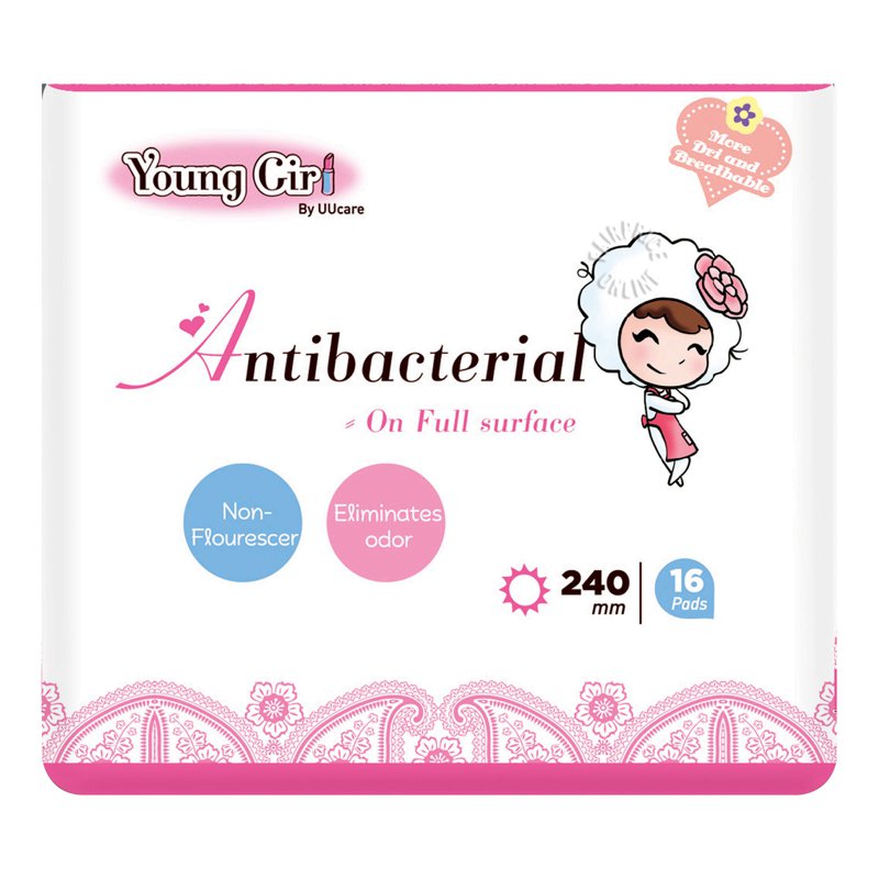 UU Care Young Girl Antibacterial Pads - 240mm 16 per pack
