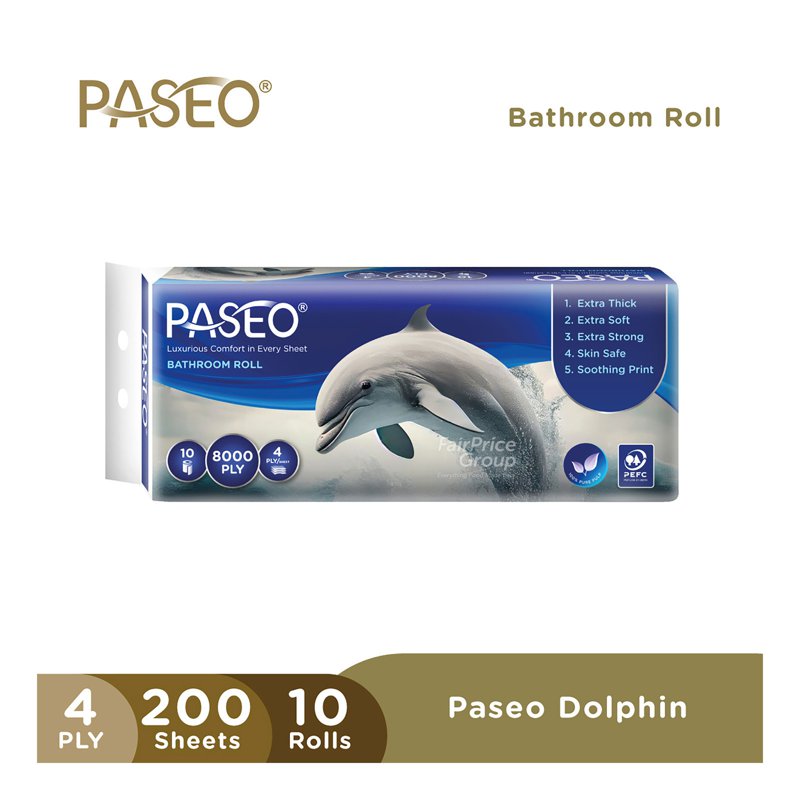 Paseo Bathroom Tissue Roll - 4 Ply 10 x 200 per pack
