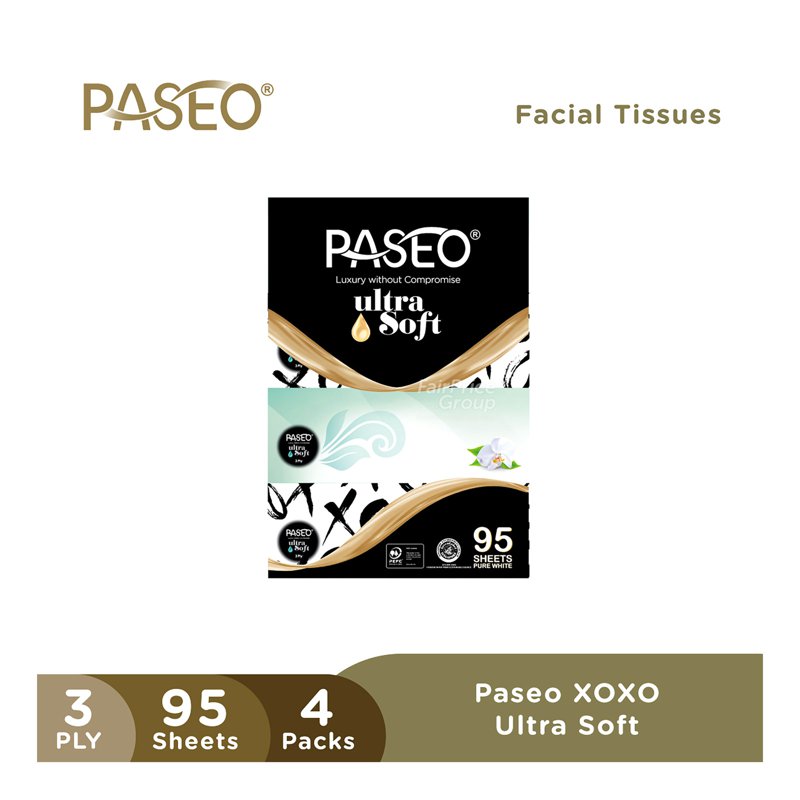 Paseo Ultra Soft Tissue Box - Pure White (3 Ply) 4 x 95 per pack
