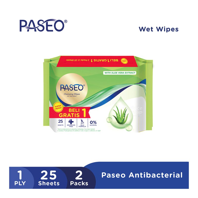 Paseo Anti Bacterial Cleaning Wipes 2 x 25s