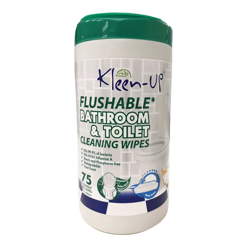 Kleen-Up Flushable Cleaning Wipes - Bathroom & Toilet 75 per pack