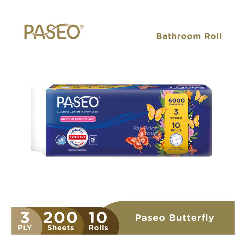 Paseo Bathroom Toilet Roll - Sensitive Skin 10 x 200 per pack