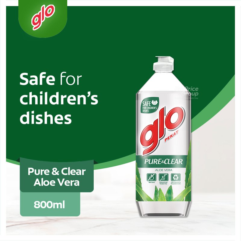 Glo Dishwashing Liquid - Pure & Clear (Aloe Vera)