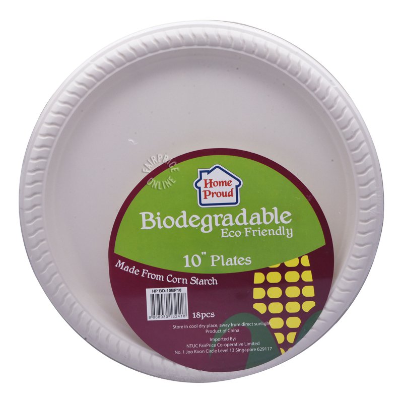 HomeProud Biodegradable Plates - Round (10 inch) 18 per pack