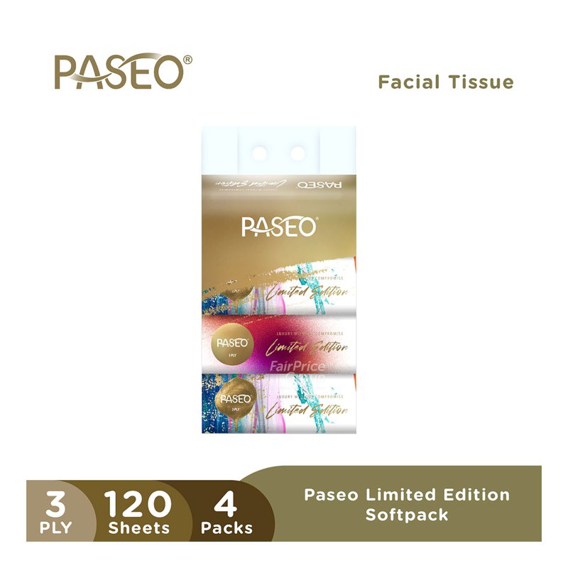 Paseo Limited Edition Soft Facial Tissue Pack - 3 Ply 4 x 120 per pack