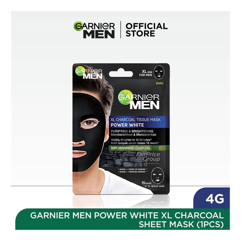 Garnier Men Turbobright Charcoal Serum Mask - XL 1 per pack