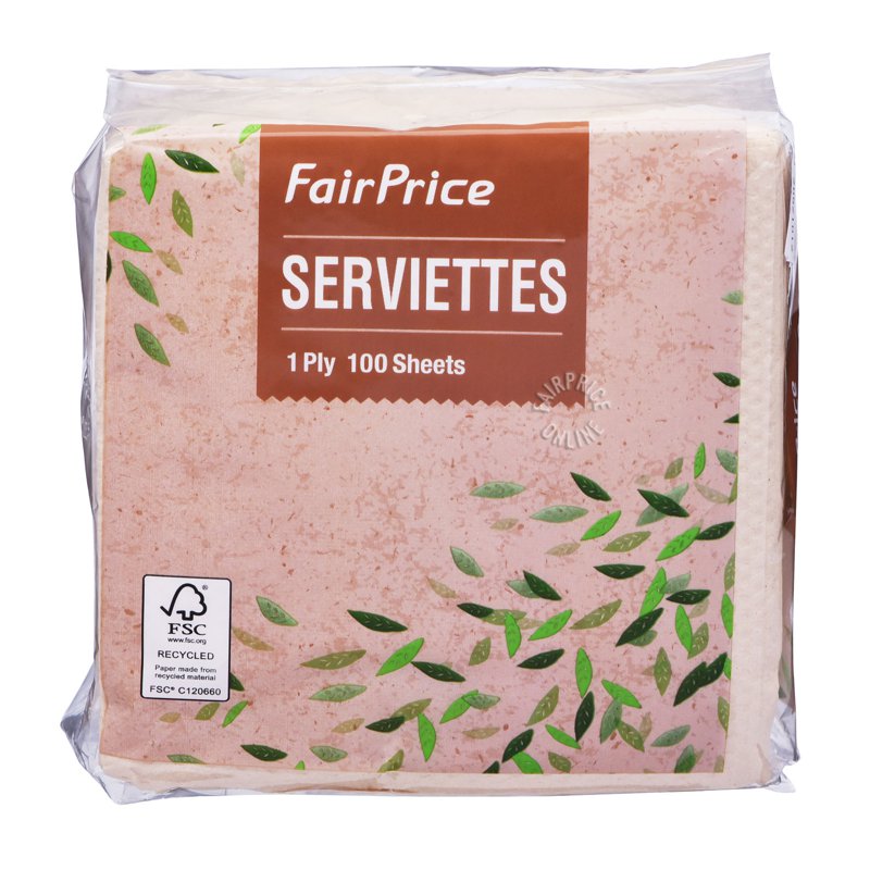 FairPrice Serviettes - Brown 100 per pack