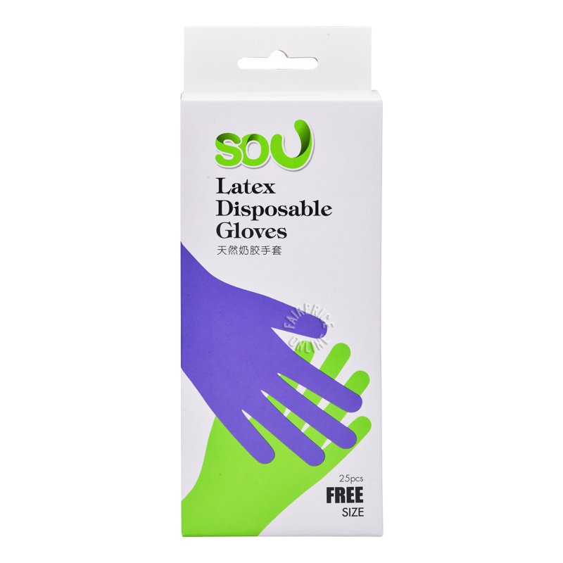 Sou Latex Disposable Gloves - Free Size 25 per pack