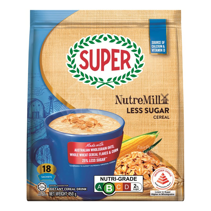 Super NutreMill Instant Cereal - Less Sugar 18 per pack