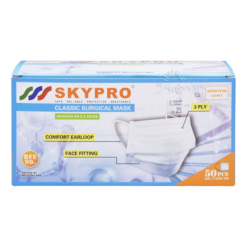 Skypro Classic Surgical Mask - 3 Ply 50 per pack