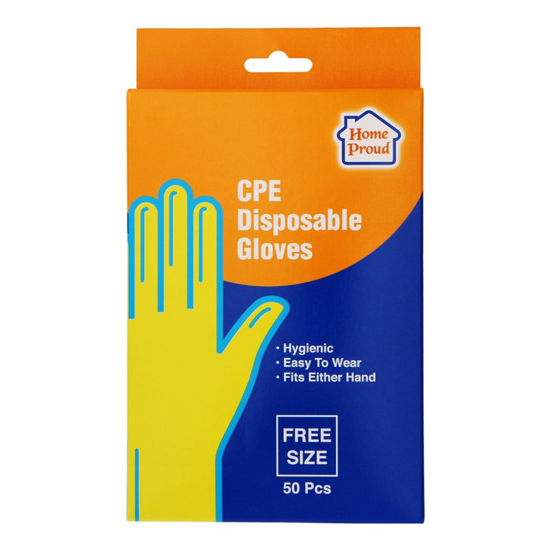 HomeProud CPE Disposable Gloves - Free Size 50 per pack