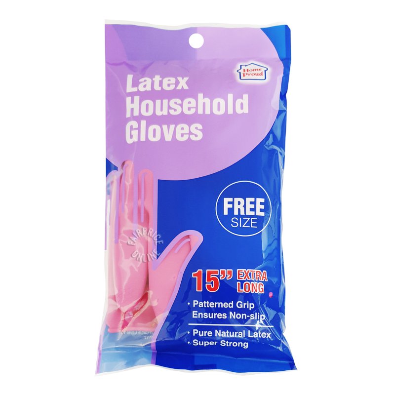 HomeProud Latex Household Gloves - Free Size (Extra Long) 1 per pack