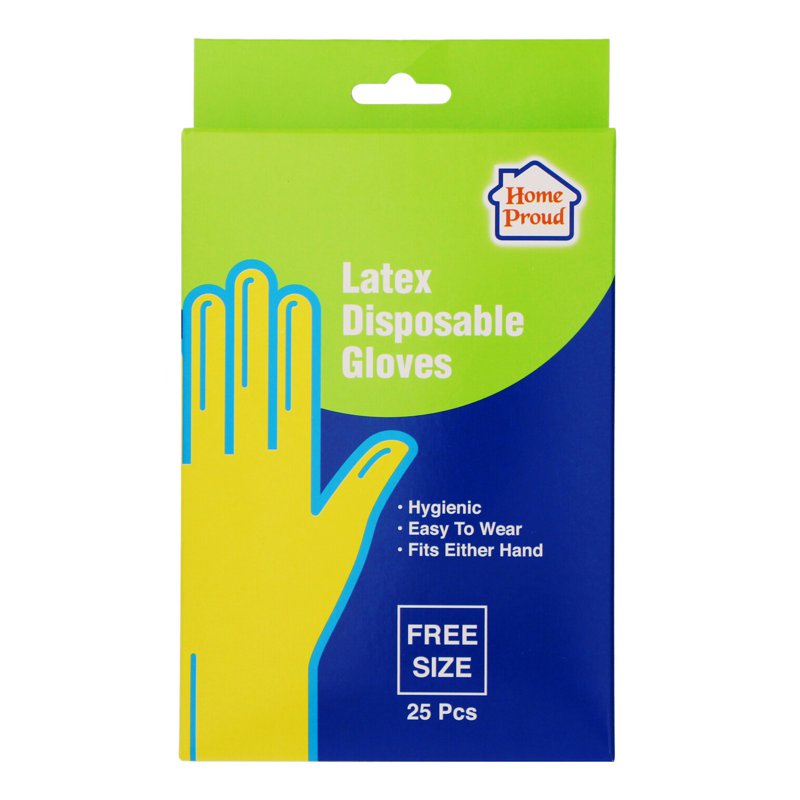 HomeProud Latex Disposable Gloves - Free Size 25 per pack