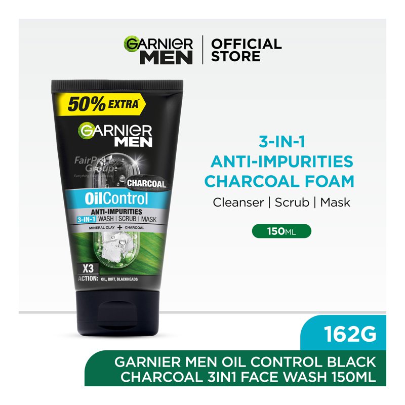 Garnier Men Garniermen Turbo Light Oil Control 3 in 1 Charcoal
