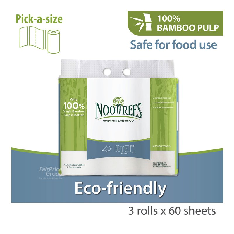 Nootrees 100% Pure Virgin Bamboo Pulp Kitchen Towel 180 per pack